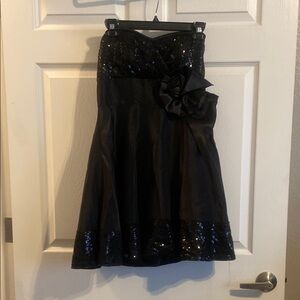 Strapless Black Sequin Dress